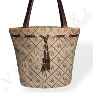 Dooney & Bourke Vintage Signature DB Monogram Canvas Bucket Tote Bucket Purse